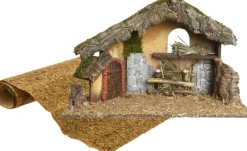 Merkloos Kerststallen>Lege Luxe Kerststal Met Ondergrond - Kerststalletjes