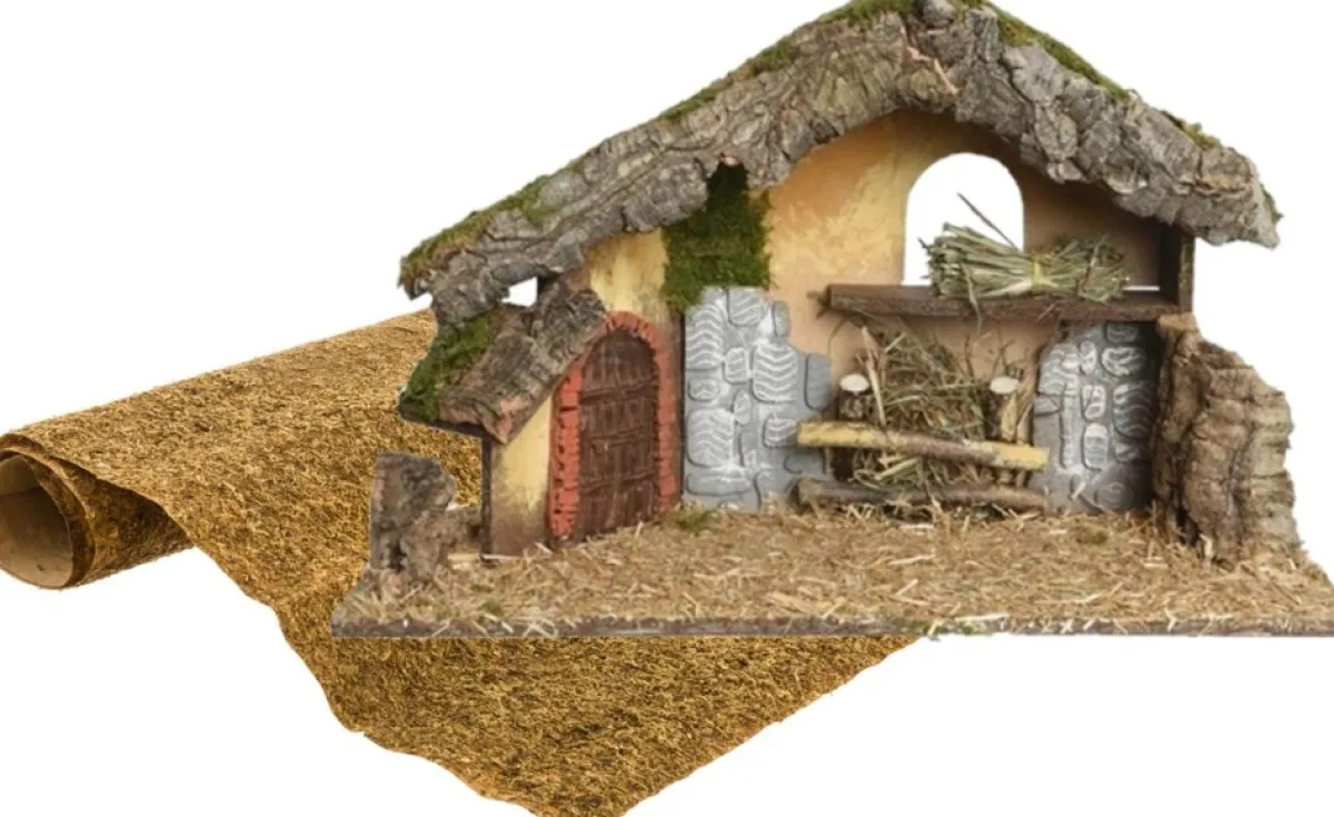 Merkloos Kerststallen>Lege Luxe Kerststal Met Ondergrond - Kerststalletjes