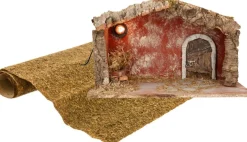 Merkloos Kerststallen>Lege Verlichte Kerststal Met Ondergrond - Kerststalletjes