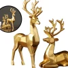 Levabe Kerstbeelden> - Nordic Kerst Rendier Beeldjes - Herten - Woonkamerdecoratie - Goud - Decoratie - Gouden Decoratie - Set