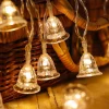 Telestore Licht Snoer Lichtslinger - Led Lampjes - Klokken Kerstmis Belletjes - Sfeerverlichting - Feestverlichting - Warm Wit - 10 Led Lampjes Op Battterij - 2 Meter Store