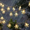 Telestore Licht Snoer Lichtslinger - Lampjes - Sneeuw Vlokjes Winter - Sfeerverlichting - Feestverlichting - Warm Wit - 20 Led Lampjes Op Battterij - 3 Meter Clearance