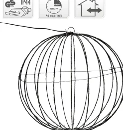 Merkloos Lichtbol Van Metaal Met Timer Warm Licht 40 Cm - Kerstversiering Flash Sale