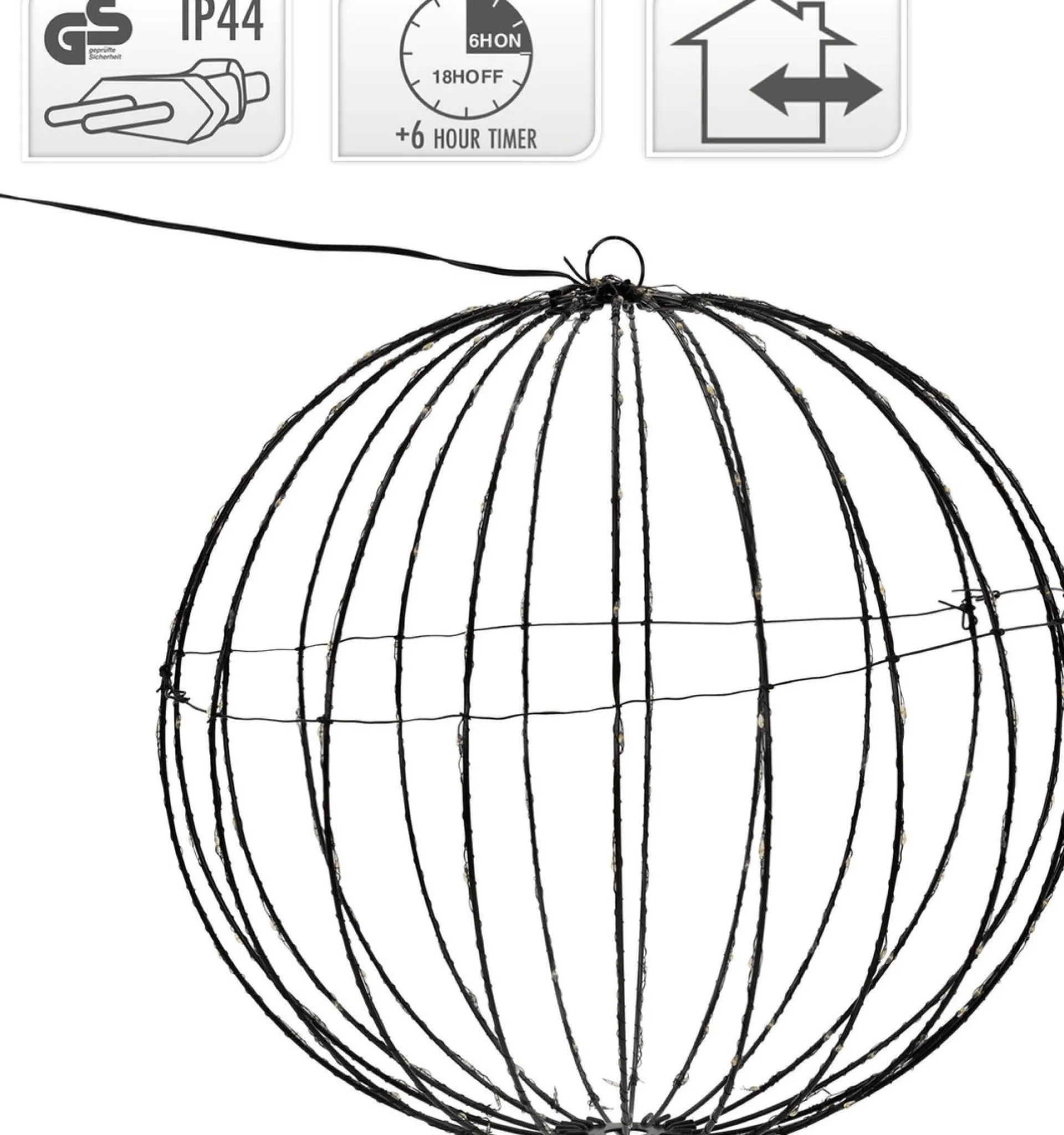Merkloos Lichtbol Van Metaal Met Timer Warm Licht 40 Cm - Kerstversiering Flash Sale