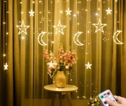 Lichtendirect - Lichtslinger- Kerstverlichting Maan- 3.5 Meter 138 Led- Lichtgrodijn Sfeer Verlichting-Gordijnverlichting -Lichtsnoer Voor Binnen - Ramadan-Suikerfeest Best Sale