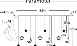Lichtendirect - Lichtslinger- Kerstverlichting Maan- 3.5 Meter 138 Led- Lichtgrodijn Sfeer Verlichting-Gordijnverlichting -Lichtsnoer Voor Binnen - Ramadan-Suikerfeest Best Sale