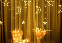 Lichtendirect - Lichtslinger- Kerstverlichting Maan- 3.5 Meter 138 Led- Lichtgrodijn Sfeer Verlichting-Gordijnverlichting -Lichtsnoer Voor Binnen - Ramadan-Suikerfeest Best Sale