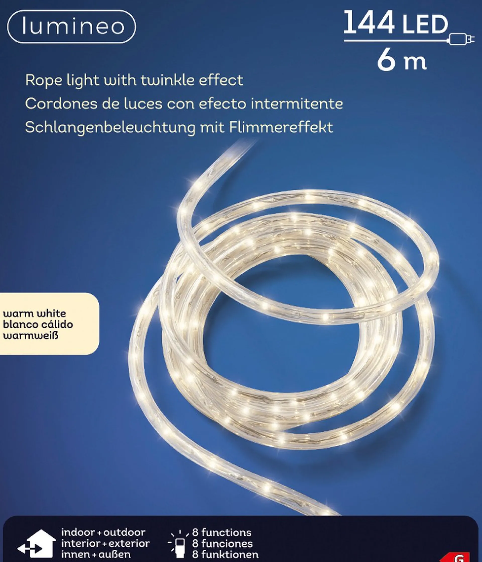 Lumineo Lichtslang / Slangverlichting 6M Met 144 Led Lampjes - Warm Wit Licht - Div Lichtstanden Best Sale