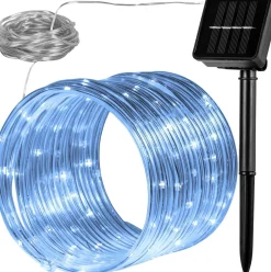 Trend24 Lichtslang Buiten - Kerstverlichting Buiten - Kerstverlichting Binnen - Kerstversiering - Lichtsnoer - Slangverlichting - Voor Binnen En Buiten - Solar - Op Zonne Energie - 10 M - Koud Wit Shop