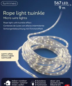 Lumineo Lichtslang Zilver Met Warm Witte Verlichting 9 Meter 567 Lampjes - Feestverlichting/Kerstverlichting Best