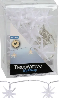 Merkloos Lichtslinger/Lichtsnoer Met 10 Witte Sterretjes Verlichting 100 Cm Op Batterijen Best Sale