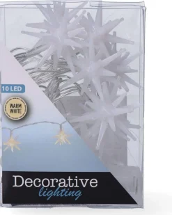 Merkloos Lichtslinger/Lichtsnoer Met 10 Witte Sterretjes Verlichting 100 Cm Op Batterijen Best Sale