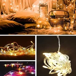 Benrida Lichtslingers , 100M600 Lamp Stekker 220V, Touwverlichting ,Warm Wit Licht , Koperdraad Fairy Lichtslingers Voor Halloween Kerstversiering Bruiloft Slaapkamer Feest Patio Tuin Feestelijke Verlichting Ga Online