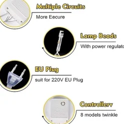 Benrida Lichtslingers , 100M600 Lamp Stekker 220V, Touwverlichting ,Warm Wit Licht , Koperdraad Fairy Lichtslingers Voor Halloween Kerstversiering Bruiloft Slaapkamer Feest Patio Tuin Feestelijke Verlichting Ga Online