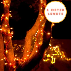 Fienosa Lichtsnoer - Lichtsnoer Oranje - Oranje Feest Artikelen - 200 Lampjes - 8 Meter Snoer - Koningsdag - Oranje Led Slinger - - Wk Vrouwen Voetbal -Feestverlichting - Tuinverlichting - Sfeer Best