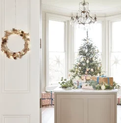 * Kerstkransen>Lights4Fun Gouden Krans Deurkrans 33 Cm Herfstdecoratie Kerstdecoratie Moderne Adventskrans