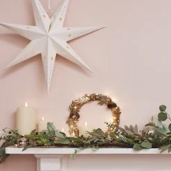 * Kerstkransen></noscript>Lights4Fun Gouden Krans Deurkrans 33 Cm Herfstdecoratie Kerstdecoratie Moderne Adventskrans