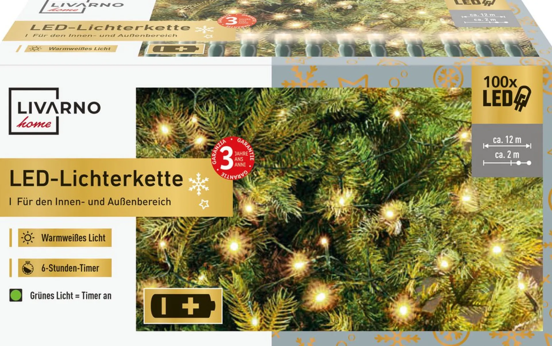 * Livarno Home Led-Lichtsnoer 100Xled Met Batterijen Store