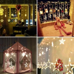 Liviner® Kerstverlichting Sterrengordijn - 2,5 M - Warmwit - Voor Binnen - Kerst Accessoires Clearance