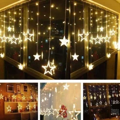 Liviner® Kerstverlichting Sterrengordijn - 2,5 M - Warmwit - Voor Binnen - Kerst Accessoires Clearance