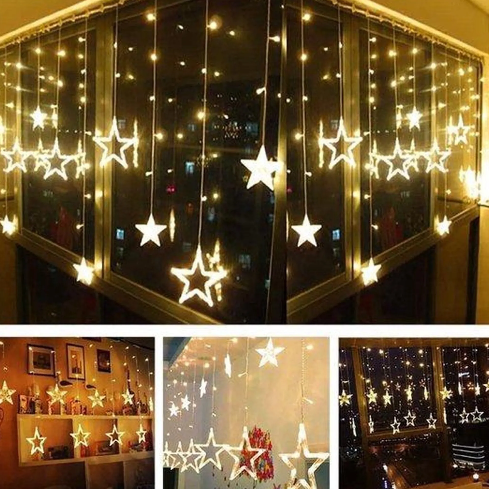 Liviner® Kerstverlichting Sterrengordijn - 2,5 M - Warmwit - Voor Binnen - Kerst Accessoires Clearance