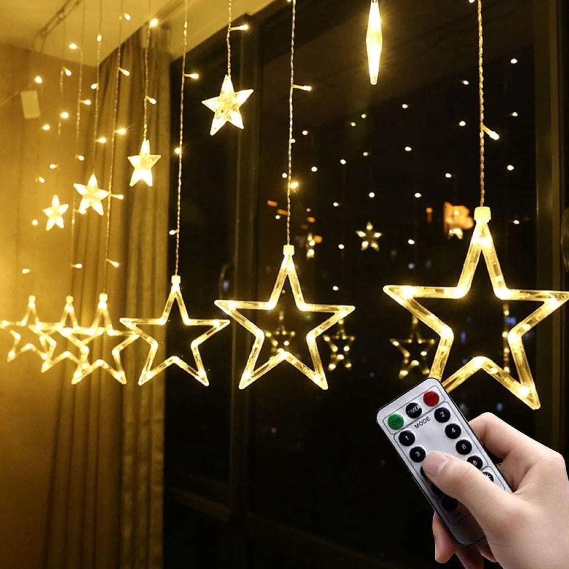 Liviner® Kerstverlichting Sterrengordijn - 2,5 M - Warmwit - Voor Binnen - Kerst Accessoires Clearance