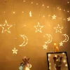 LIXIN Kerstverlichting - Sterren En Maan - Warmwit - Sterrengordijn - Buiten & Binnen - Kerst - Kerststerren - Feest Licht Gordijn - Energie Zuining - Decoratieverlichting - Home Accessories Outlet