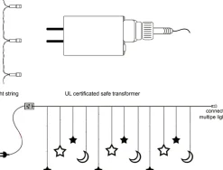 LIXIN Kerstverlichting - Sterren En Maan - Warmwit - Sterrengordijn - Buiten & Binnen - Kerst - Kerststerren - Feest Licht Gordijn - Energie Zuining - Decoratieverlichting - Home Accessories Outlet