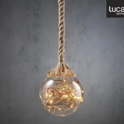 Luca lighting Bal Aan Touw Kerstverlichting Met 30 Led Lampjes En Decoratie - H94 X O14 Cm - Transparant New