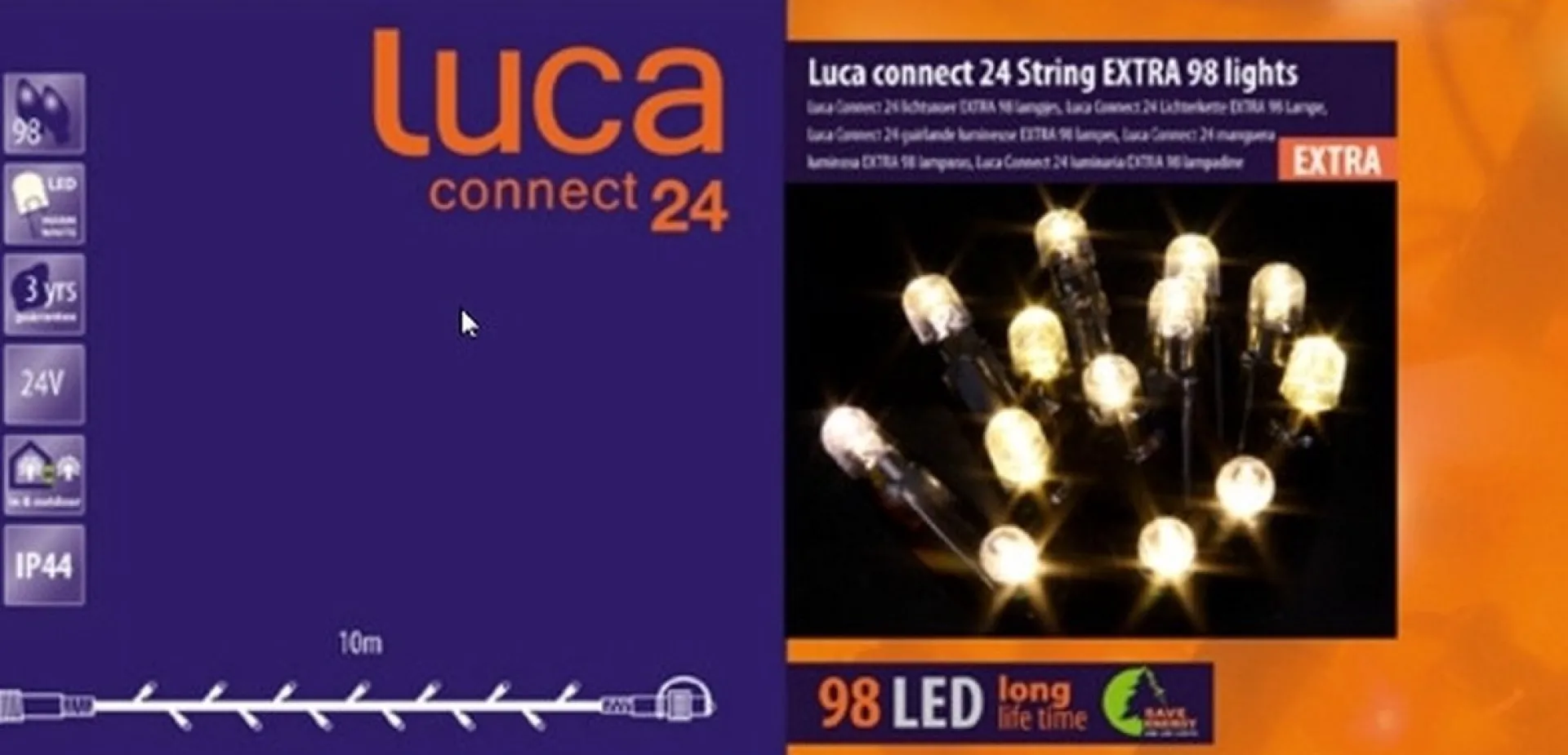 Luca lighting Connect 24 Lichtsnoer Met 98 Led Lampjes - L1000 Cm - Warm Wit New