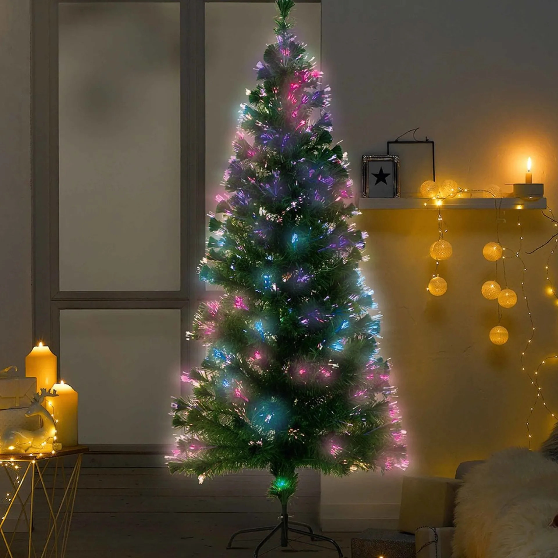 Luca lighting Greenwood Kunstkerstboom Met Fibre Optic Verlichting - H180 Cm - Multikleur Hot