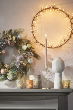 Luca lighting Kerstkransen> Lichtkrans Dandelion Met Warm Witte Led Verlichting - O40 Cm - Bruin