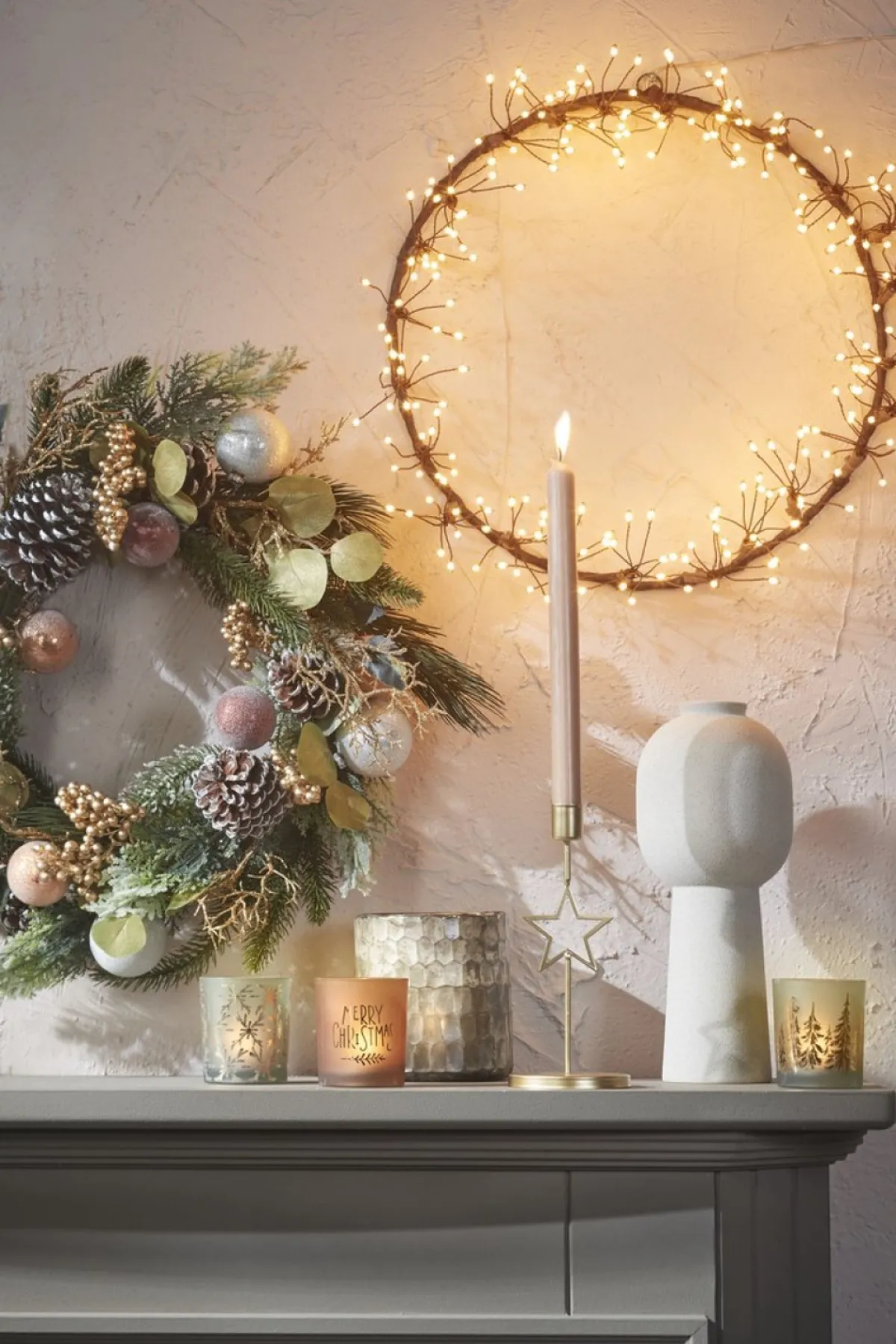 Luca lighting Kerstkransen> Lichtkrans Dandelion Met Warm Witte Led Verlichting - O40 Cm - Bruin