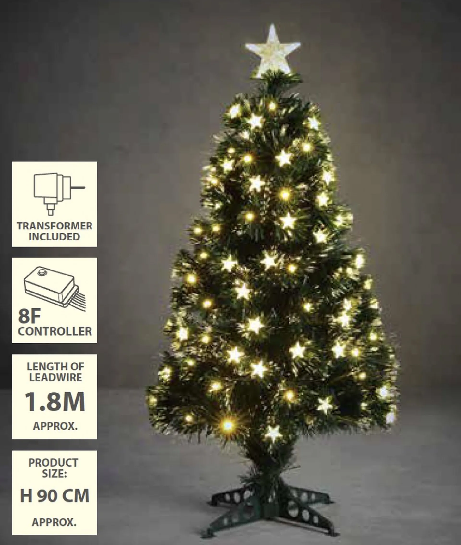 Luca lighting Mercury Kunstkerstboom Met Fibre Optic Verlichting - H90 X O40 Cm - Groen Best