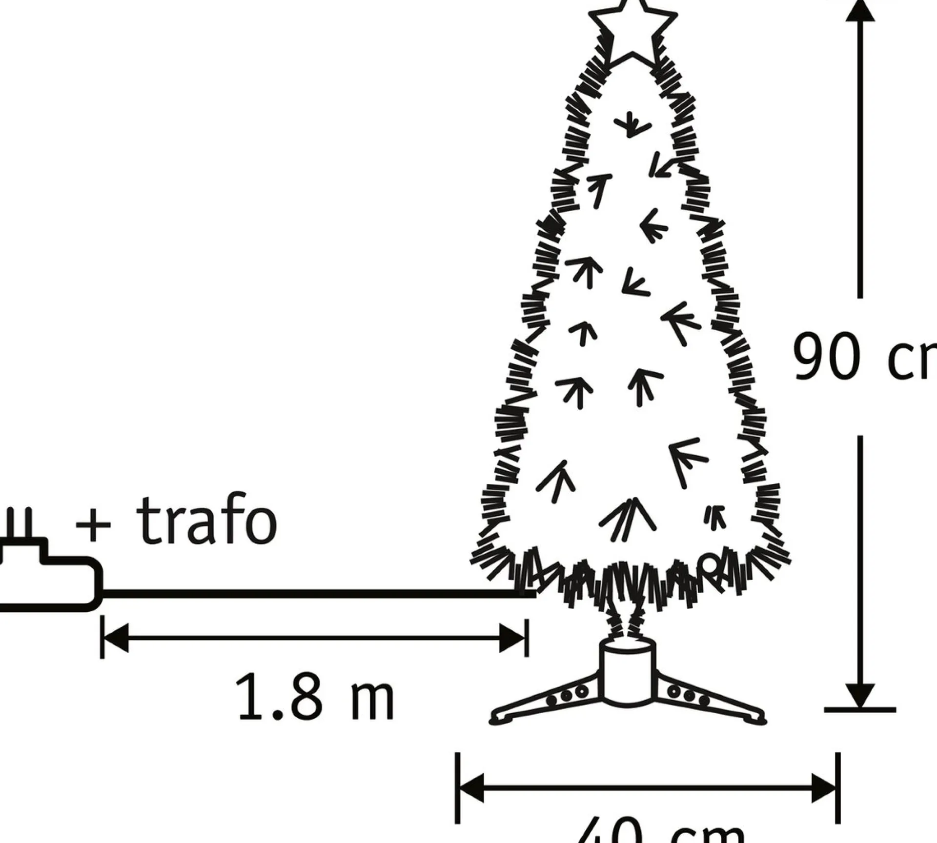 Luca lighting Mercury Kunstkerstboom Met Fibre Optic Verlichting - H90 X O40 Cm - Groen Best