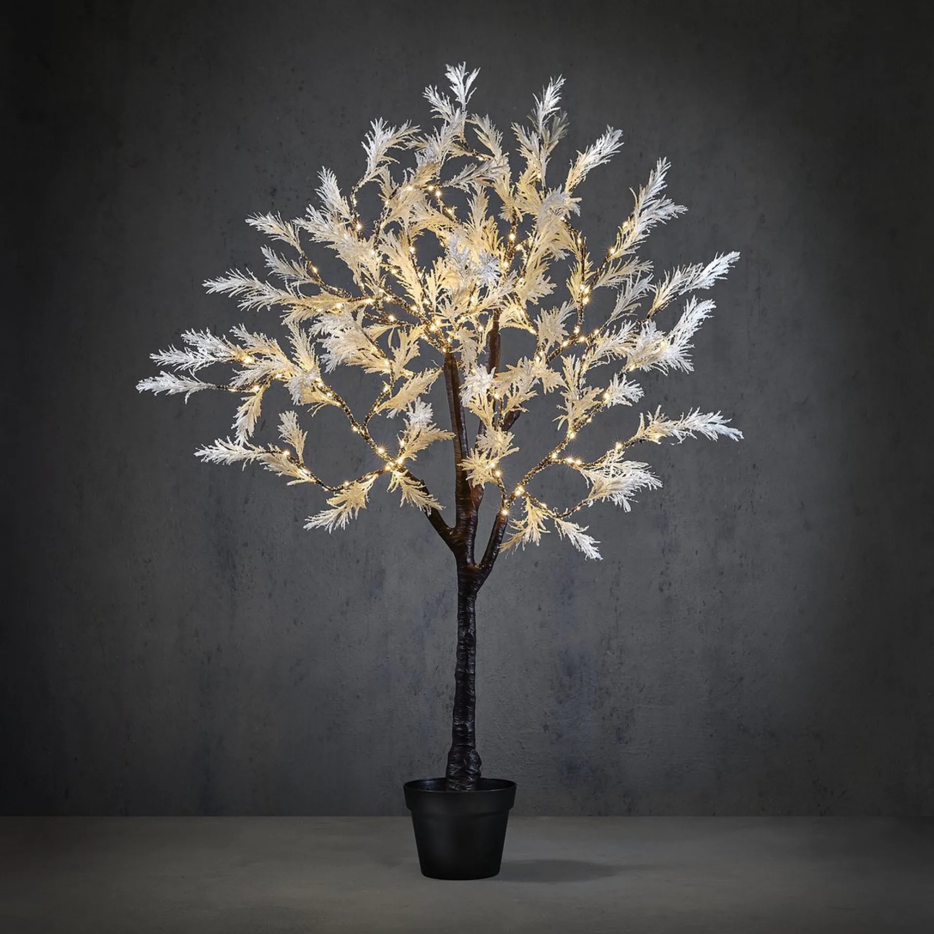Luca lighting Luca Lightning Boom Met Pot Wit Klassiek Wit 180Led Ip44 En Timer - H120Xd60Cm - Kerst Online