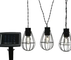 Lumineo - Ijzeren Solar Tuinverlichting Lichtsnoer 8 Lampjes 350 Cm - Voor Buiten - Zwart - Led Best