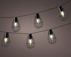 Lumineo - Ijzeren Solar Tuinverlichting Lichtsnoer 8 Lampjes 350 Cm - Voor Buiten - Zwart - Led Best