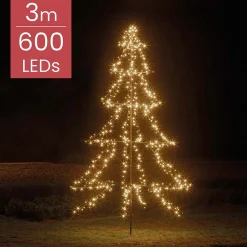 Merkloos Lumineo Kerstboom Vorm - Led Warmwit Buitenverlichting - Vrijstaand - 300Cm Store