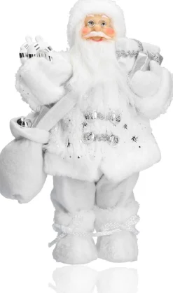 discountershop Kerstbeelden>Luxe Afgewerkte Kerst Decoratie | Kerstversiering | 57 Cm | Grijs | Handgemaakt Kerstpop |