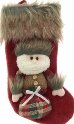 Unique Living Kerstsokken>Luxe 3D Kerstsok - Kerstman - 34 X 17 Cm