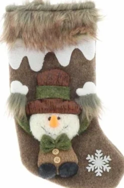 Unique Living Kerstsokken>Luxe 3D Kerstsok - Sneeuwpop - 34 X 17 Cm