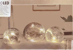 ZD Trading Luxe Set 3 Glazen Ballen Met Led -10 Led Kerst Versiering Fashion