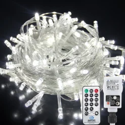 Merkloos 10M 100 Led Fairy Lights Koud Wit Met Afstandsbediening 8 Lichtstanden Indoor Outdoor Party Garden Decoratie Kerstverlichting Sale