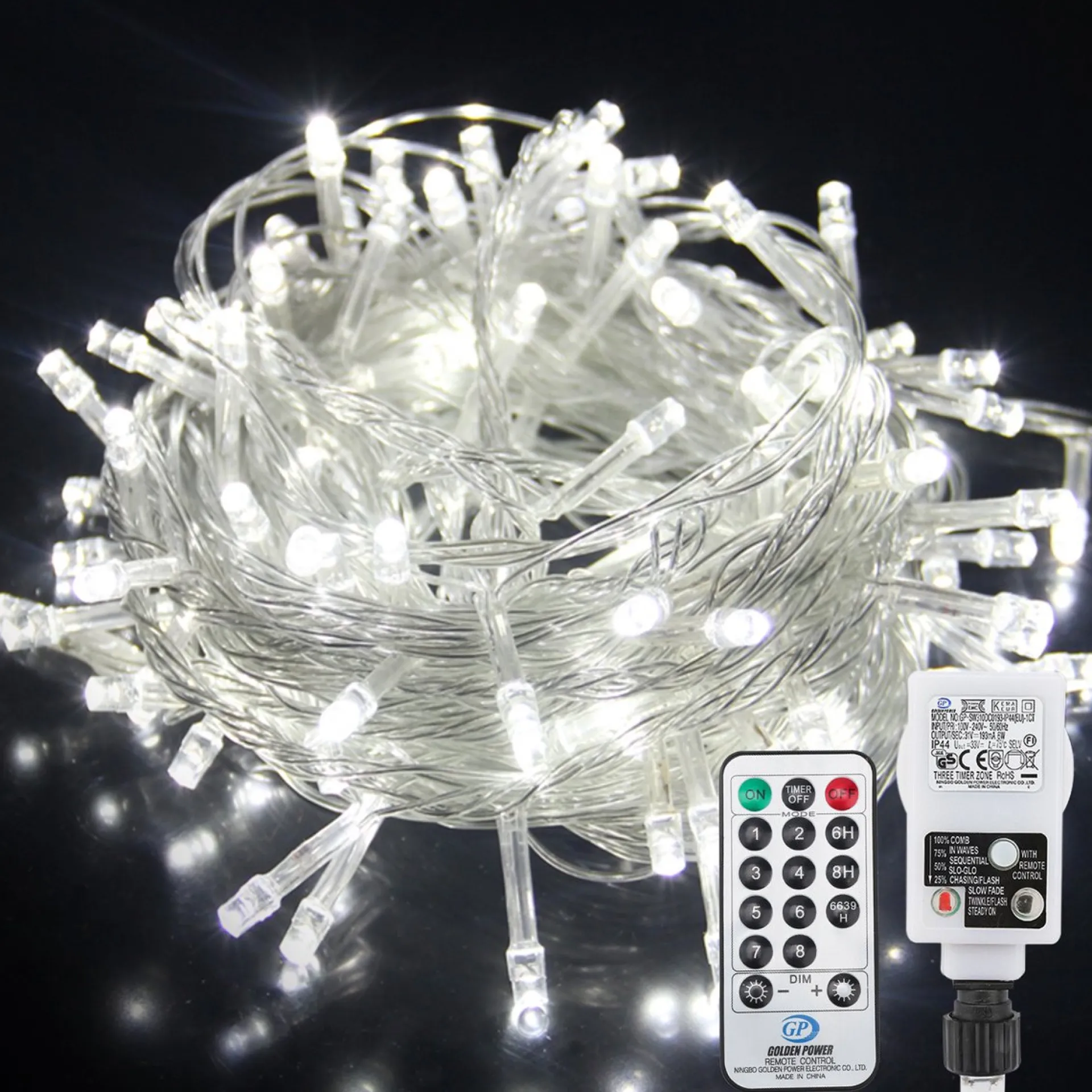 Merkloos 10M 100 Led Fairy Lights Koud Wit Met Afstandsbediening 8 Lichtstanden Indoor Outdoor Party Garden Decoratie Kerstverlichting Sale