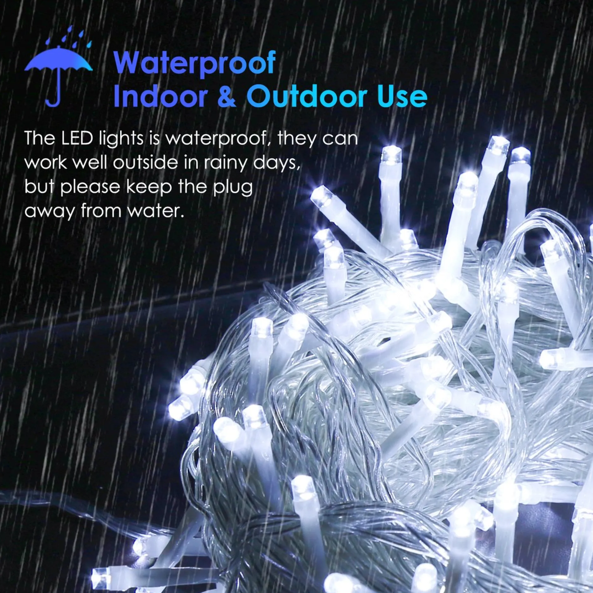 Merkloos 10M 100 Led Fairy Lights Koud Wit 8 Lichtstanden Indoor Outdoor Party Garden Decoratie Kerstverlichting Sale