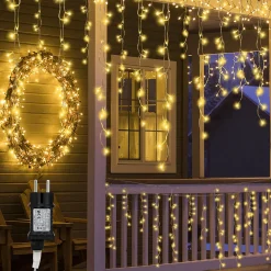 Merkloos 15M 400 Led Gordijn Led Kerstverlichting Gordijn Kerstverlichting Gordijn Voor Binnen En Buiten -Timer- 400 Led Lampjes- Warm Wit Cheap
