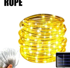 * 7M - Touw Strip - Licht Snoer - Solar Led - Waterdichte Buis - Touw - Outdoor - Tuin - Kerst - Geel Outlet