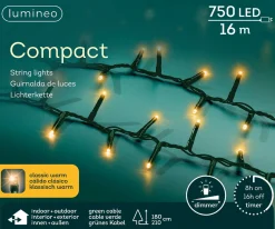 Lumineo 16M Led Compact Kerstverlichting - Steady - 750 Lampjes - Goud - Dimbaar New