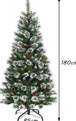 MARA Kunstkerstboom - Rode Bessen - Sneeuw - Denneboom - Metalen Standaard - Pvc - 210 Cm Shop